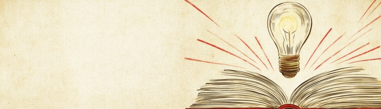 Open book, lightbulb idea, knowledge, learning