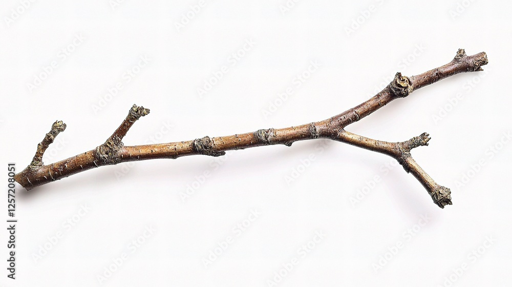 Poster isolated pristine withered twig with detailed textures and lines