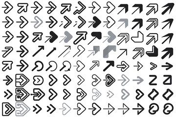 Fototapeta premium Diverse Arrow Set PNG – Straight, Curved, Dashed, Looped & Zigzag Arrows for UI & Infographics 