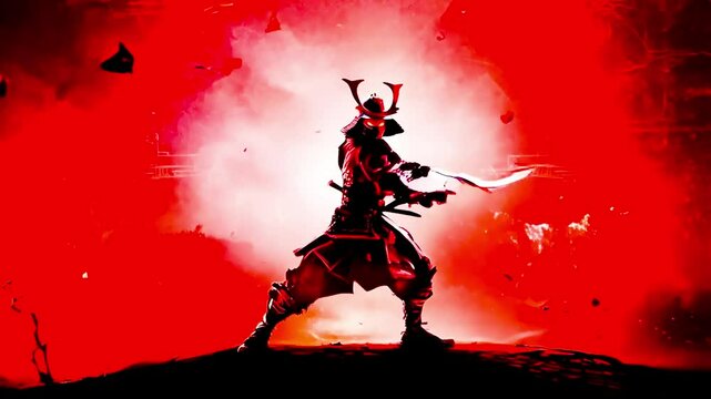 Samurai fighting silhouette warrior Katana war soldier