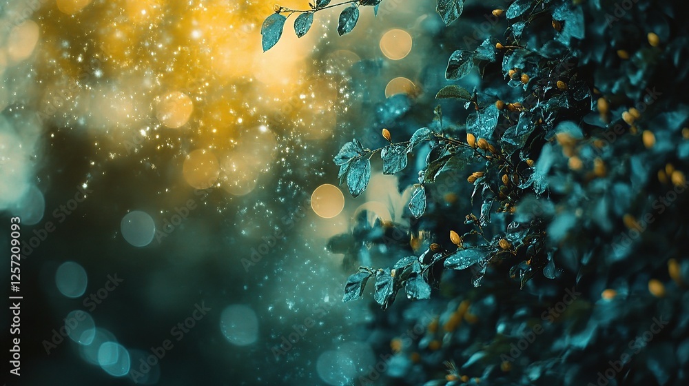 Aufkleber abstract spring background with bokeh effect and green leaves