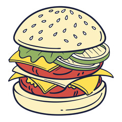 Burger Icon Vector Illustration Design for Food, Fast Food, and Restaurant Branding
