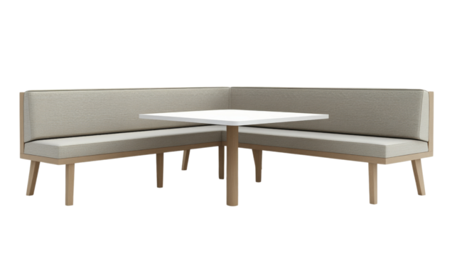 Modern corner sofa with table on transparent background