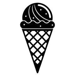Ice Cream Cone Icon Vector Illustration - Sweet Dessert Outline Design for Graphics and Logo