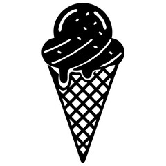 Ice Cream Cone Icon Vector Illustration - Sweet Dessert Outline Design for Graphics and Logo