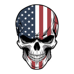 skull with a red ribbon