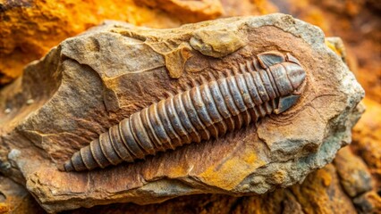 Fossilized Trilobite in Natural Rock Formation Close-Up Photography