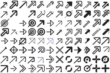 Diverse Arrow Set PNG – Straight, Curved, Dashed, Looped & Zigzag Arrows for UI & Infographics 