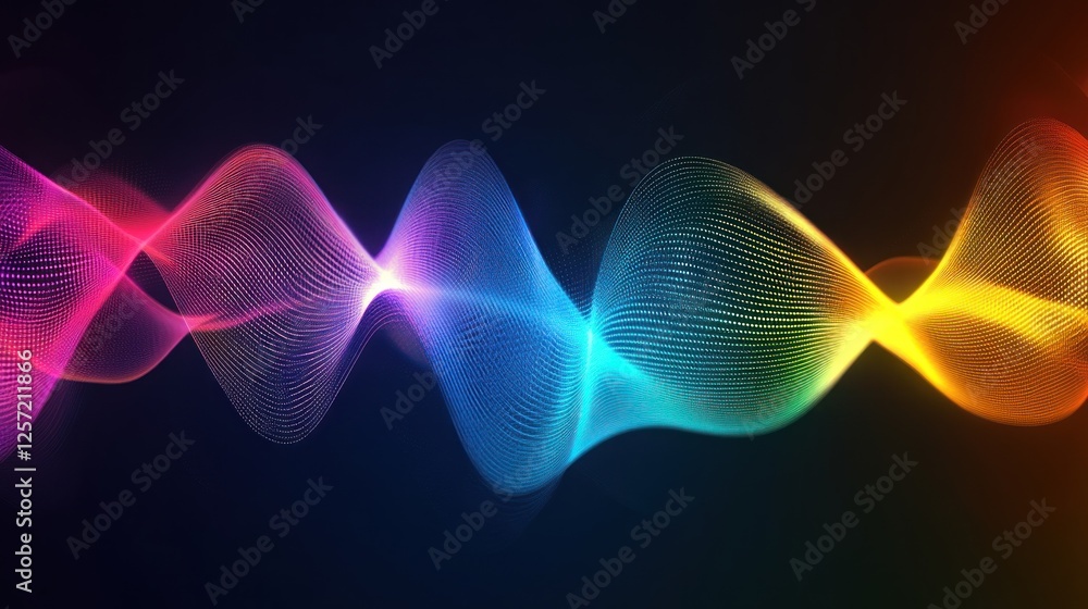 Poster Abstract multicolored wave made of small bright glowing particles