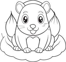 Adorable Cartoon Squirrel Coloring Page, Cute Animal Illustration