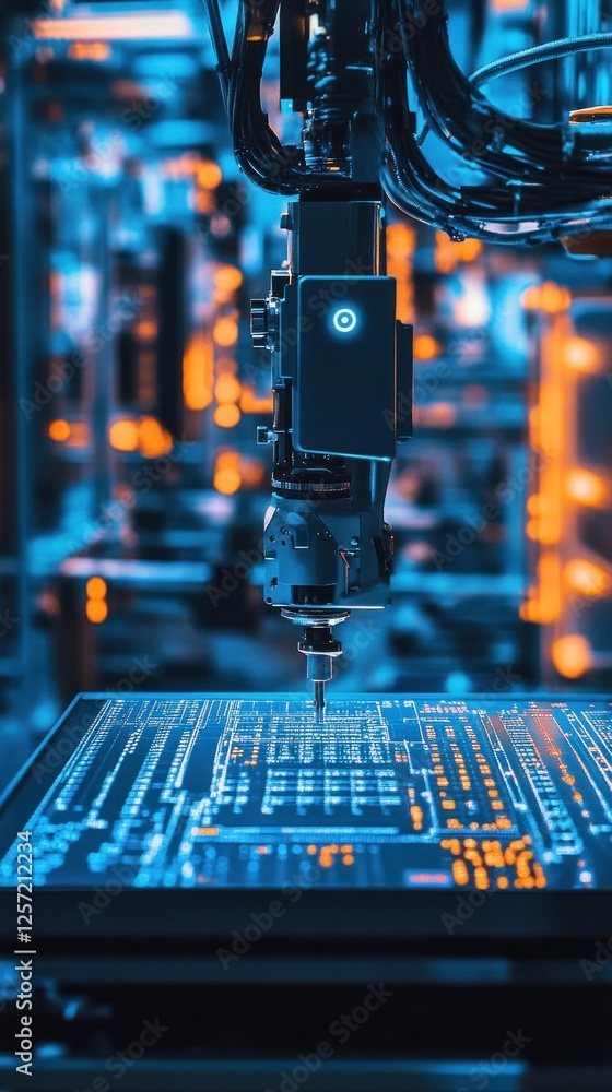 Aufkleber robotic arm assembling circuit board in factory