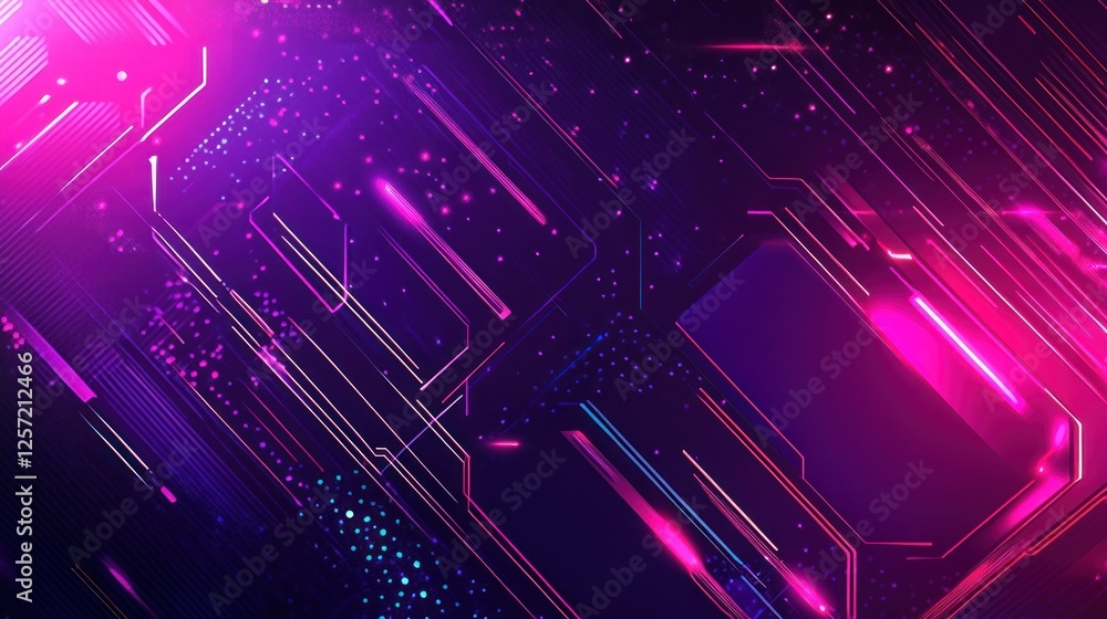 Poster abstract technology background features neon lights and geometric shapes