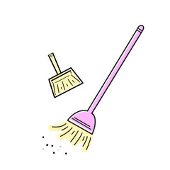 ピンクの箒とちりとり