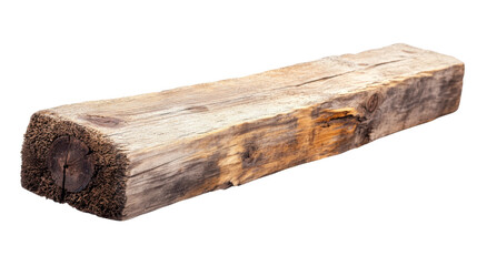 Weathered wooden beam isolated on transparent background
