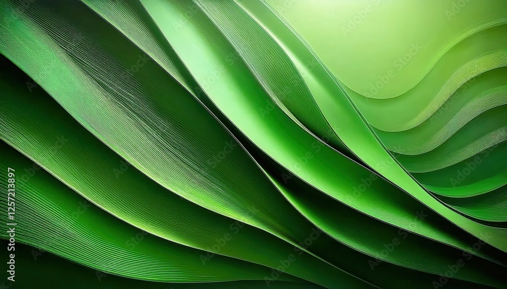 Aufkleber curved green paper layers forming abstract wave pattern for modern graphic design and eco-themed vis