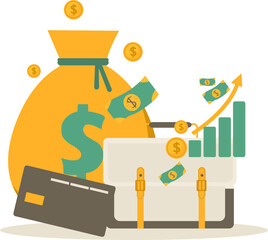 Bag Money With Economy And Financial Icon