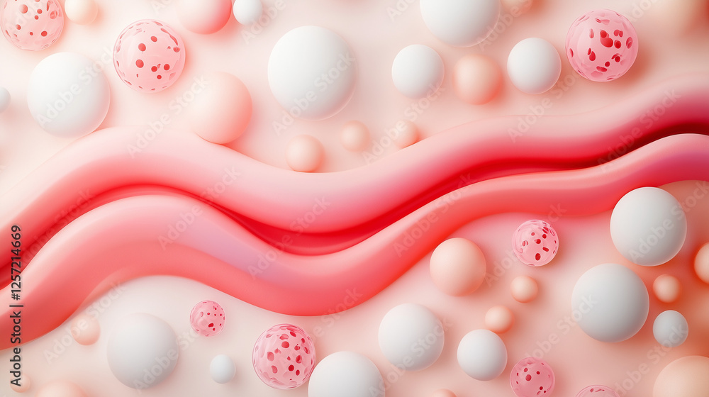 Poster abstract pink and white flow: a mesmerizing abstract composition featuring flowing, wavy lines of pi