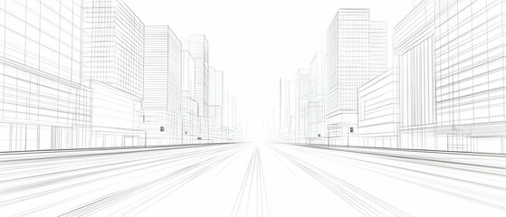 Fototapeta premium Cityscape blueprint, street view, architecture design
