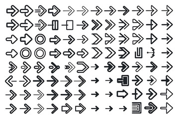 Obraz premium Diverse Arrow Set PNG – Straight, Curved, Dashed, Looped & Zigzag Arrows for UI & Infographics 