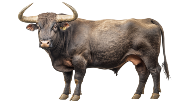 Heck cattle standing with transparent background