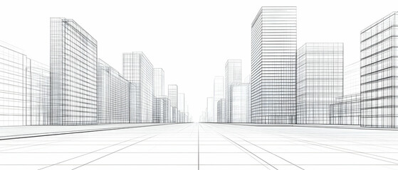 Cityscape wireframe, urban planning