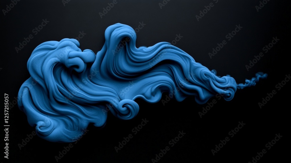 Poster blue abstract wave flowing on dark background with smooth curves