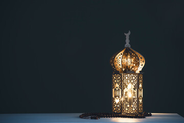 Festive greeting card for Muslim holy month Ramadan Kareem.