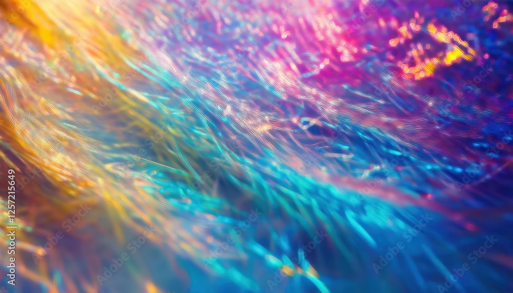 Poster iridescent abstract light refraction with vibrant neon colors, futuristic wave texture for digital a