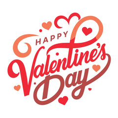 Happy valentine day typography illustration on white background, 