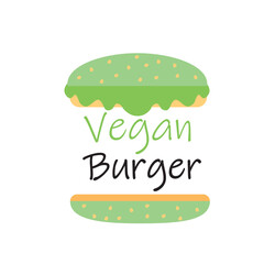 Plant based burger logo for diet, vegan vegetarian hamburger logo template.