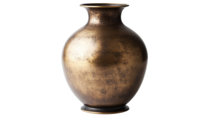 Antique bronze vase isolated on transparent background exhibiting timeless elegance