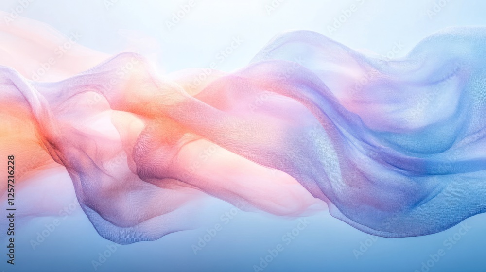 Poster abstract flowing fabric with blended pastel colors creates soft waves