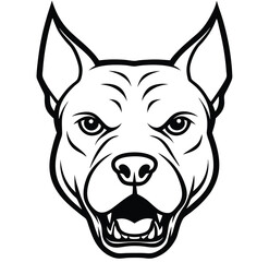 Monochrome Barking Dog  Front Face Design Logo Style Vector Illustration Silhouette on White Background for Tattoo Photo Overlays T-shirt Print Flyer Poster Design