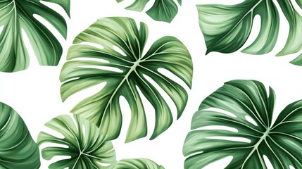 Monstera leaf pattern creates a tropical and vibrant wallpaper