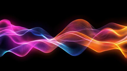 Colorful waves glow against the backdrop of empty darkness