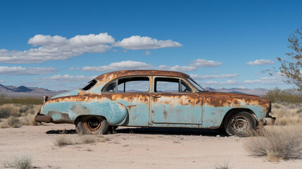 放置された錆びた車