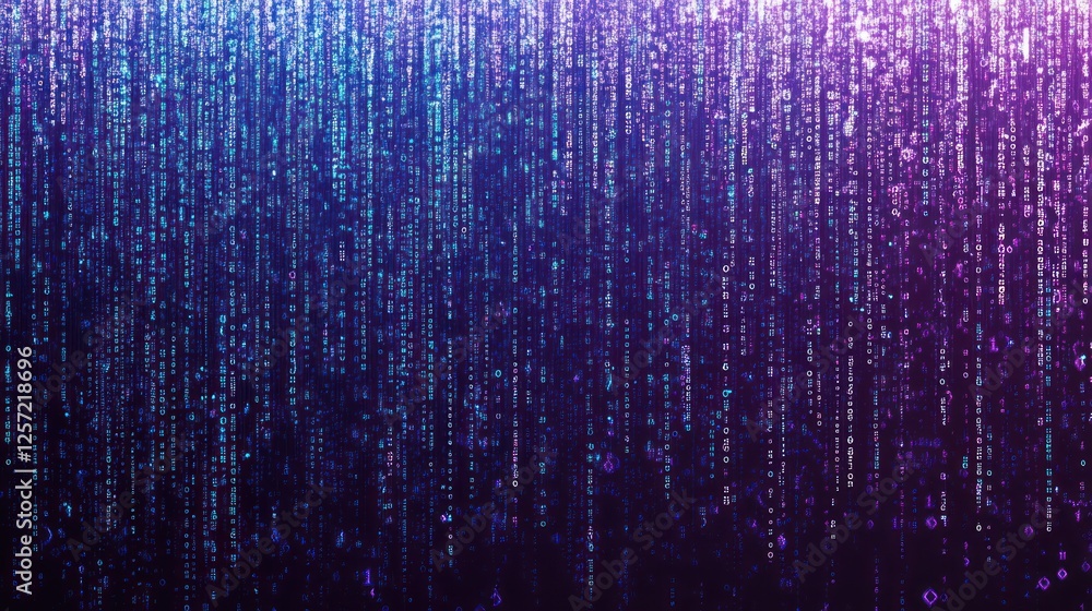 Aufkleber Digital rain displays falling code with a colorful gradient