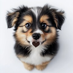 Adorable Tricolor Puppy Dog Sitting Sweet Heart Pet Animal Fluffy Furry Canine Cute Small Doggy Brown Black White Puppy Love Young Happy Loyal Mammal 