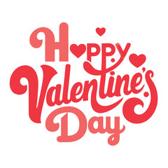 Happy valentine day typography illustration on white background, 