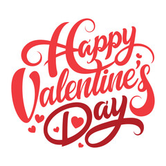 Happy valentine day typography illustration on white background, 
