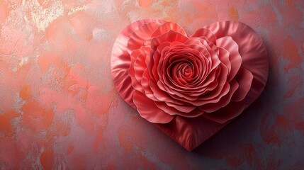 Mockup A Beautiful Red Rose Blooming Gracefully on a Soft Pink Background Symbolizing Love Romance and Elegance in a Delicate Floral Composition Valentine"s Day
