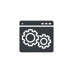 A web page with a gear vector icon