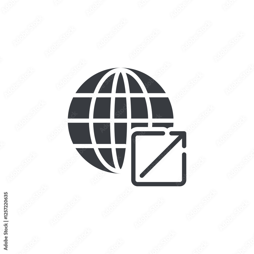 Aufkleber globe with an external link vector icon