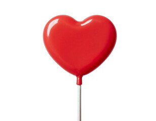 red heart shaped lollipop isolated