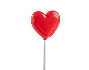 heart shaped lollipop isolated on white