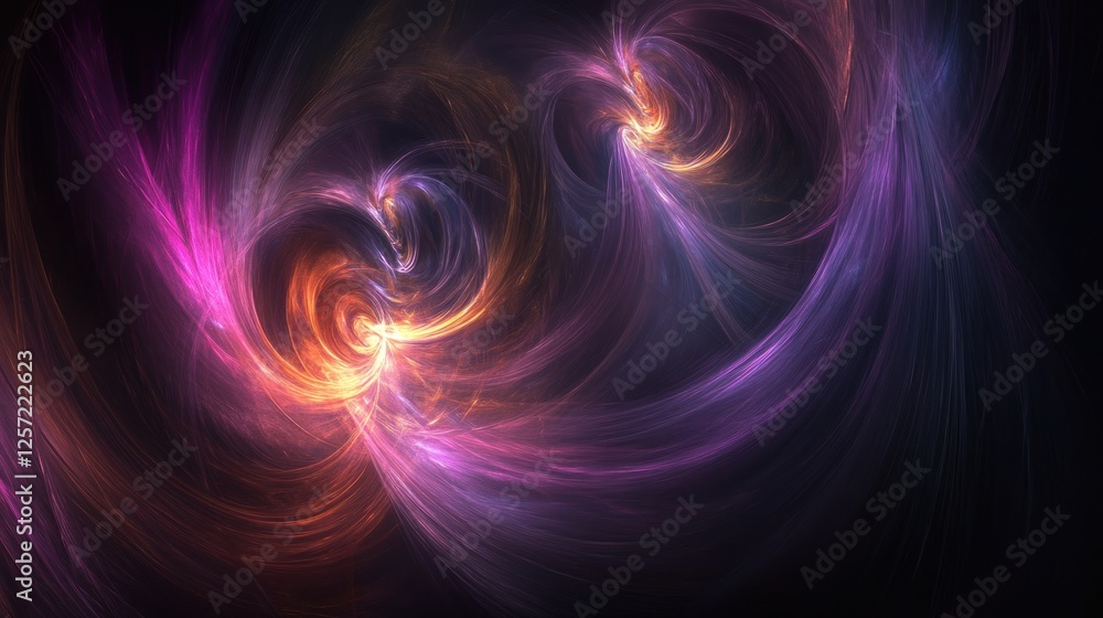 Poster Colorful abstract fractal rendering with swirling energetic patterns