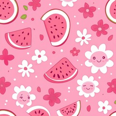Colorful watermelon pattern digital art pop art style cheerful environment close-up view fun design