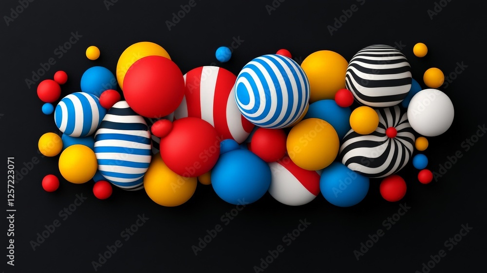 Poster colorful abstract composition of various shapes and patterns