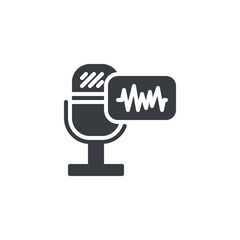 A microphone with sound waves vector icon