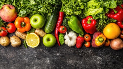 Fresh produce, vibrant colors, healthy eating, dark background, food photography, recipe inspiration